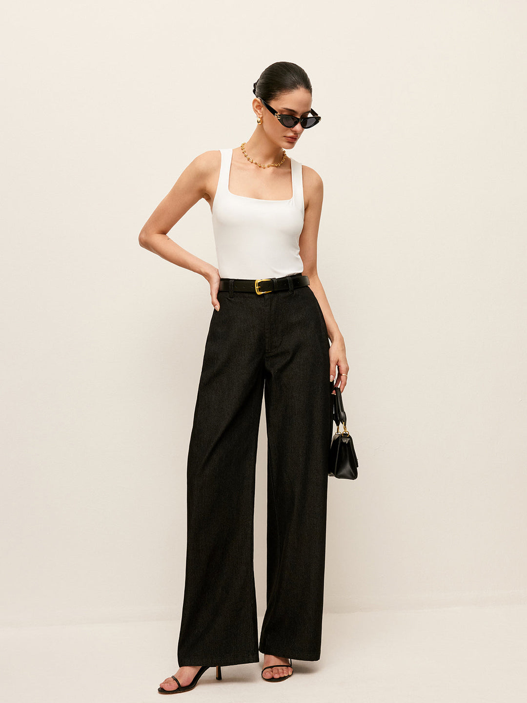 Pantalon mi-taille à poches sans ceinture