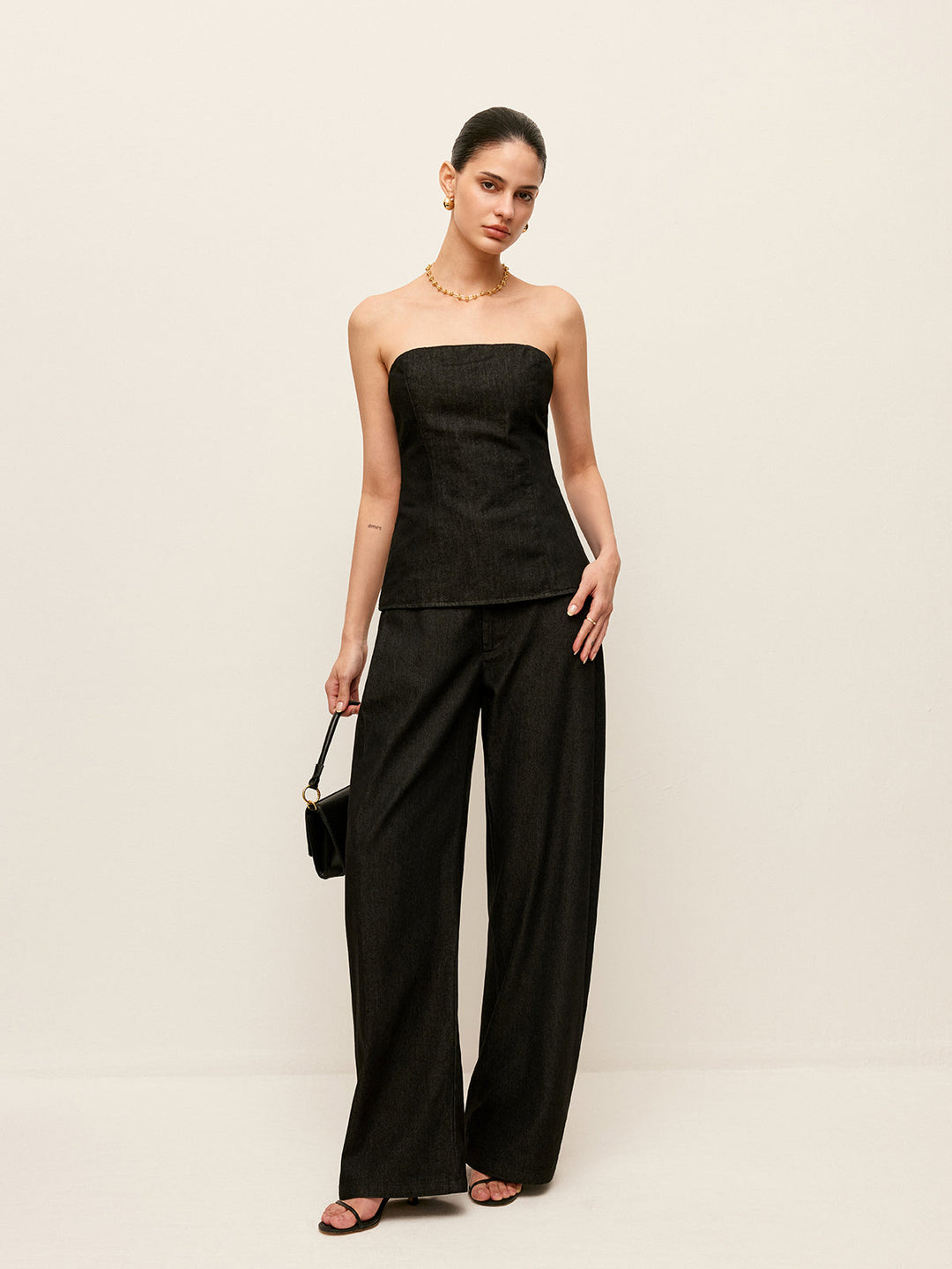 Pantalon mi-taille à poches sans ceinture