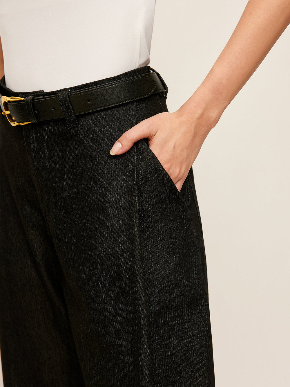 Pantalon mi-taille à poches sans ceinture