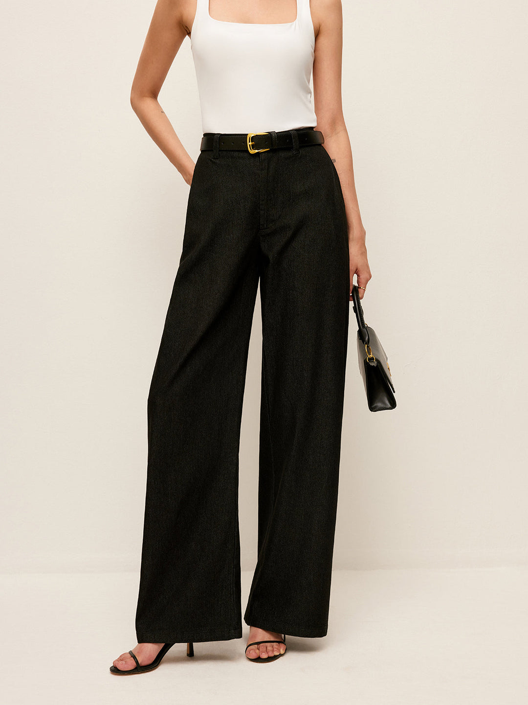 Pantalon mi-taille à poches sans ceinture