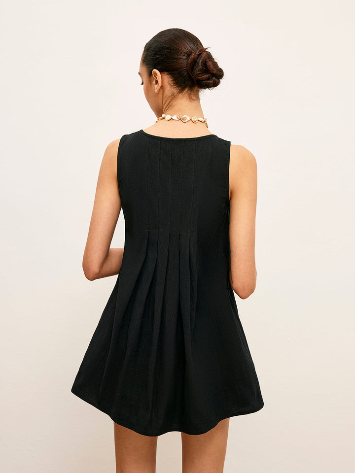 Haut Boutonné Plissé Coton & Lin