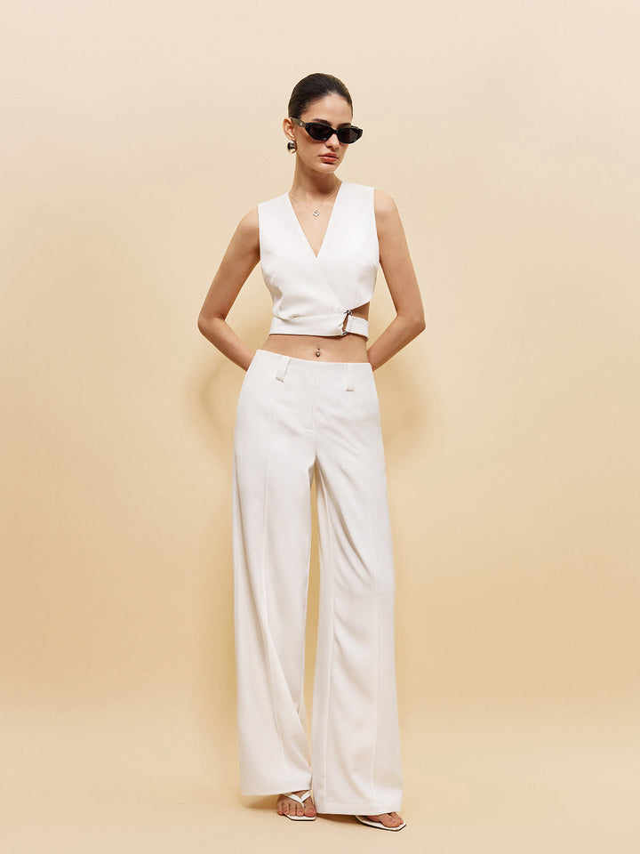 Pantalon à poches mi-taille sans ceinture