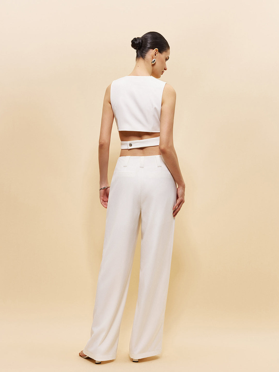Pantalon à poches mi-taille sans ceinture