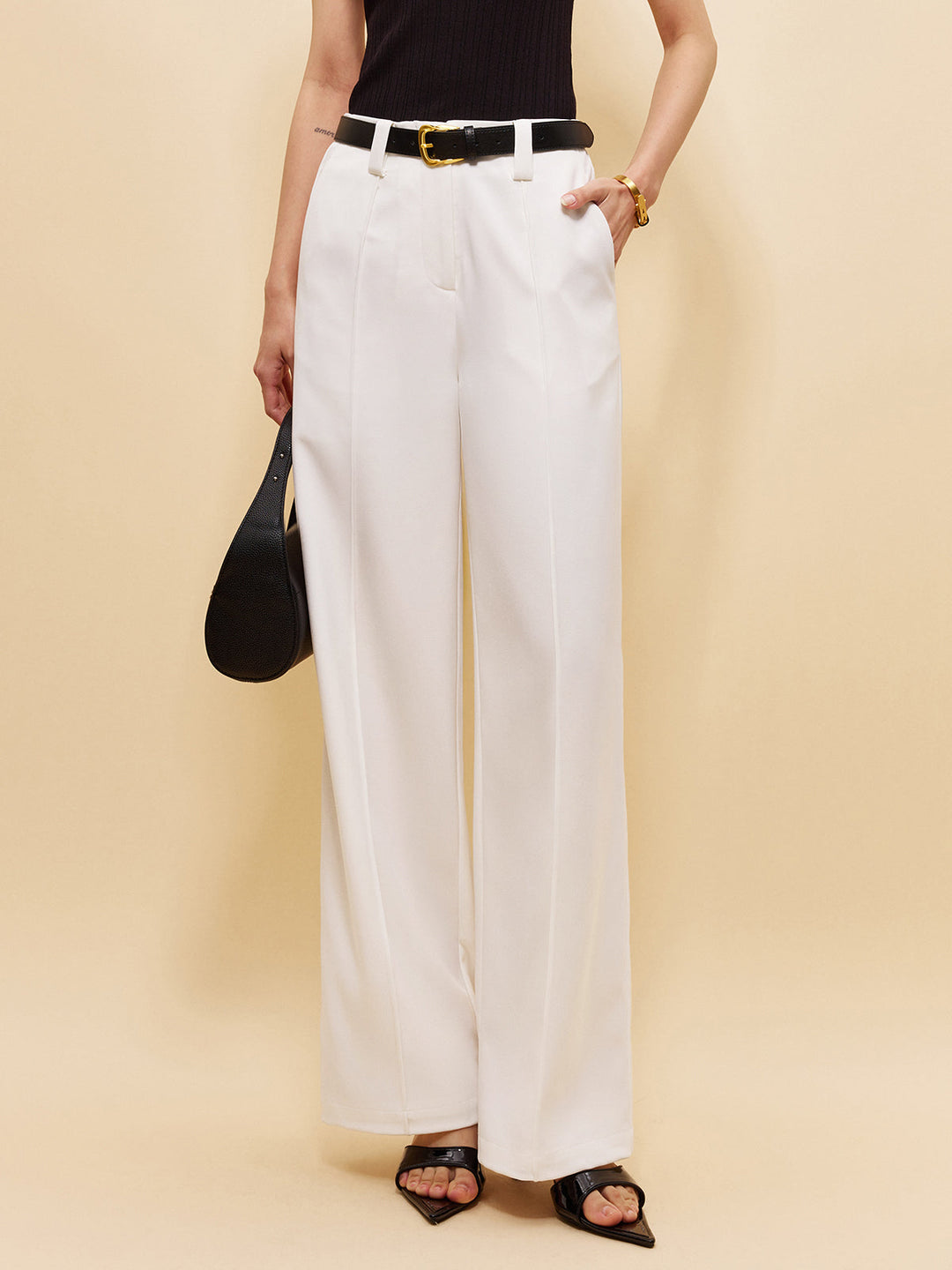 Pantalon à poches mi-taille sans ceinture