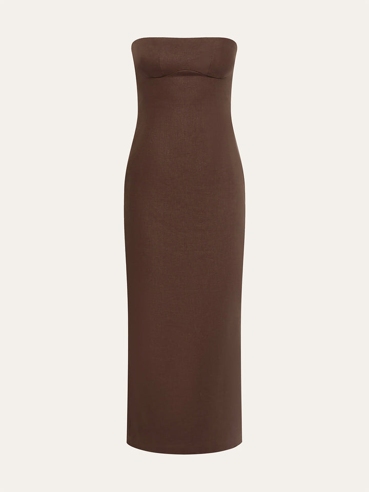 Robe Longue Sans Bretelles à Imprimé Floral