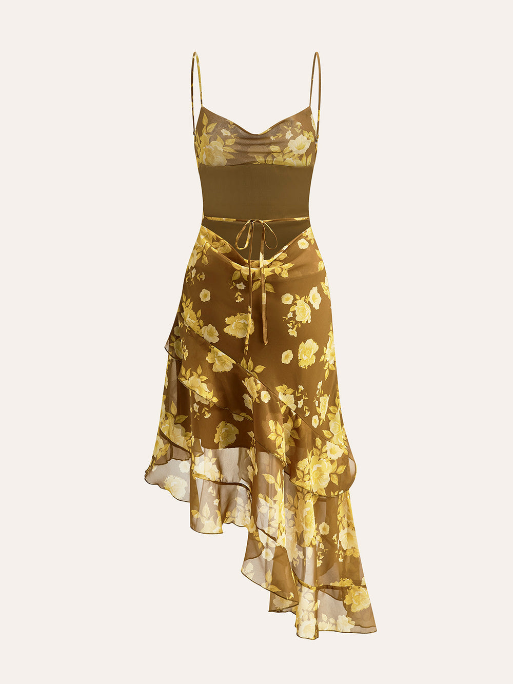 Robe Cami à Volants Floraux à Liens Dorsaux