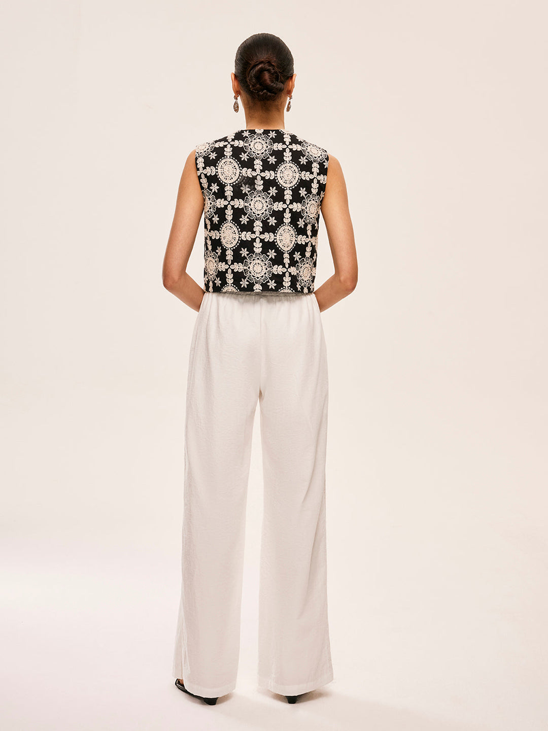 Pantalons Semi-Transparents Taille Haute Avec Poches