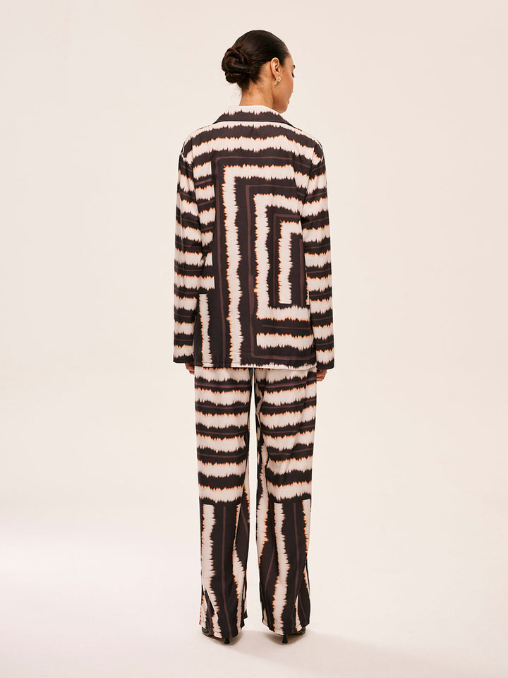 Ensemble Pantalon Géométrique Color Block Avec Poches