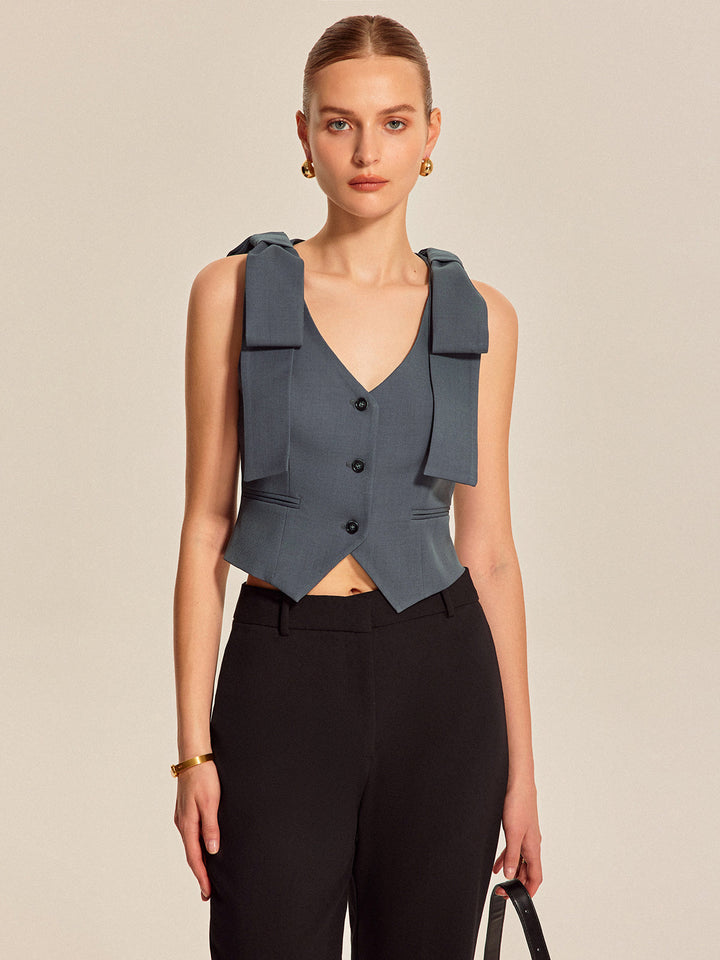 Gilet Habillé à Épaules Nœud Papillon