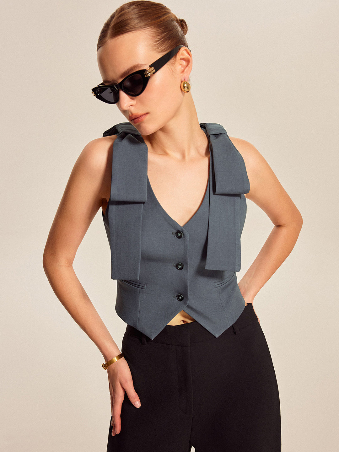 Gilet Habillé à Épaules Nœud Papillon