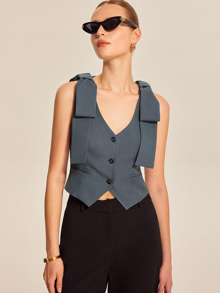 Gilet Habillé à Épaules Nœud Papillon