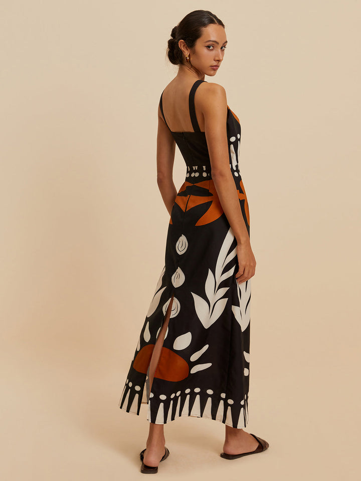 Robe Fleurie Sans Manches à Fermeture Éclair