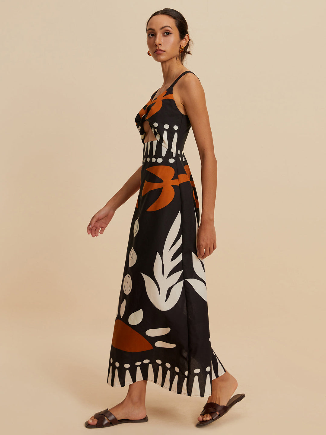 Robe Fleurie Sans Manches à Fermeture Éclair