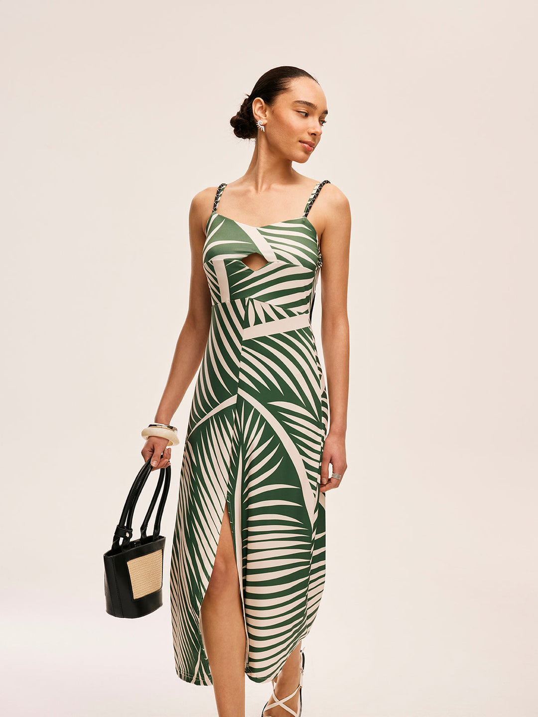 Robe Cami à Détails à Franges et Fente