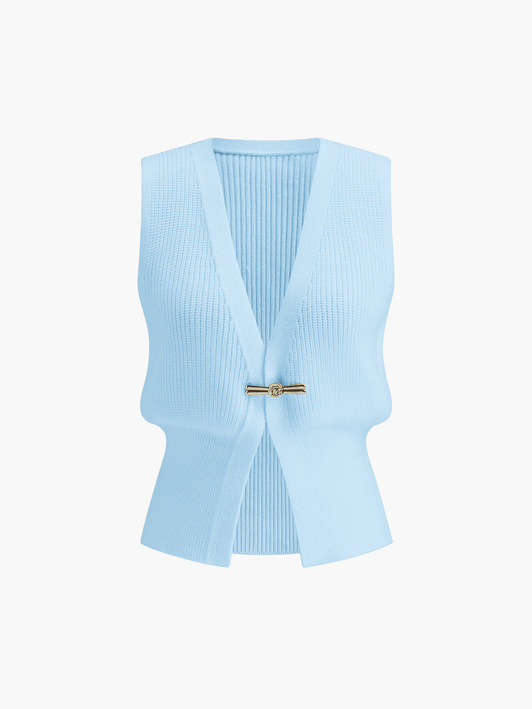 Gilet sans manches côtelé à boucle métallique
