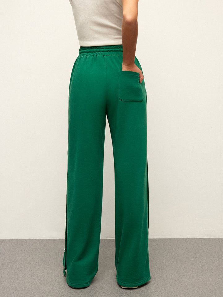 Pantalon de jogging mi-taille à cordon de serrage avec détail de bouton sur le côté