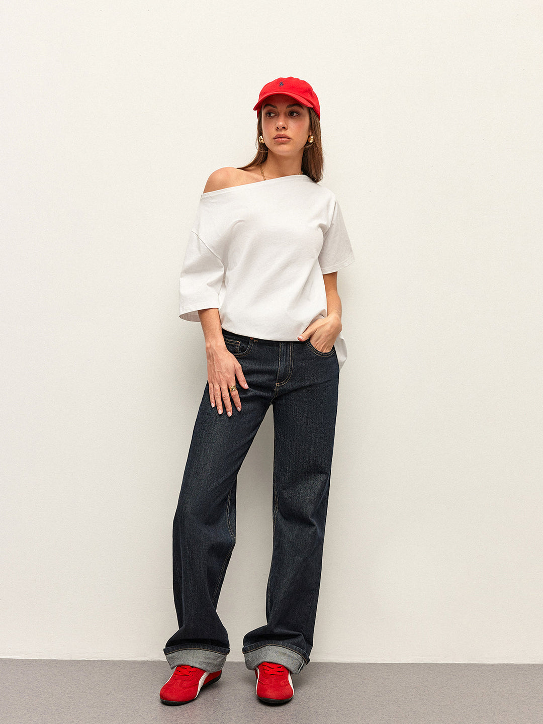 T-Shirt Coton Épaule Décolletée