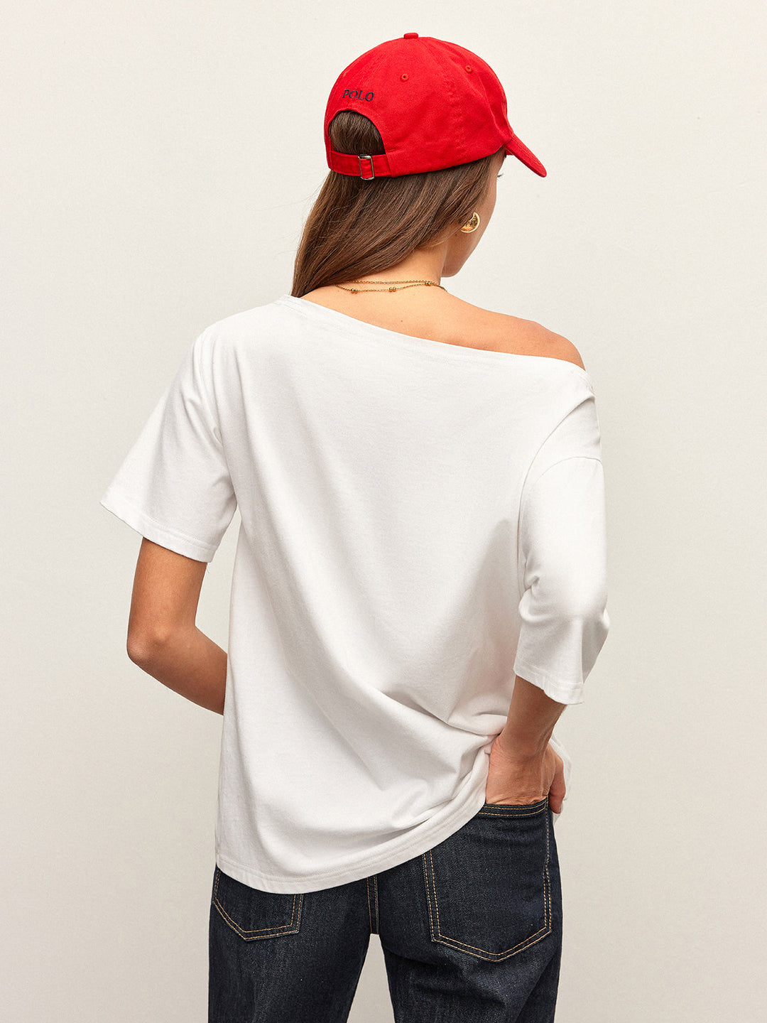 T-Shirt Coton Épaule Décolletée
