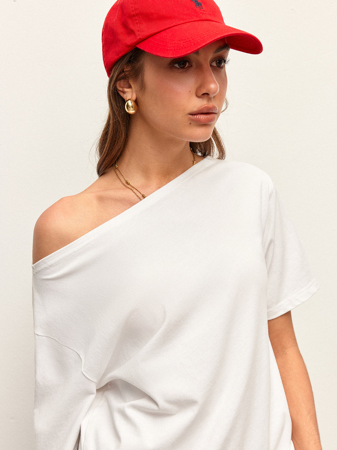T-Shirt Coton Épaule Décolletée