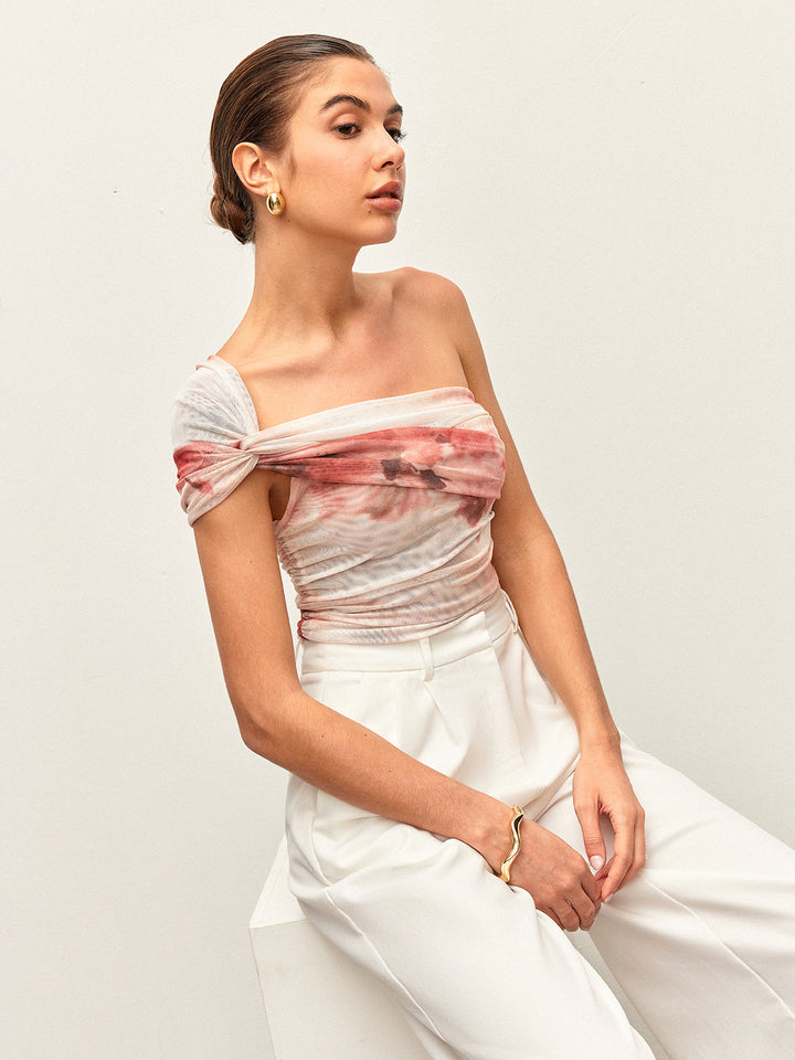 Top Une Épaule Semi-Transparente