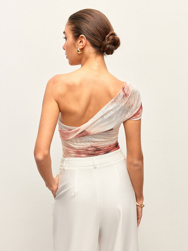 Top Une Épaule Semi-Transparente