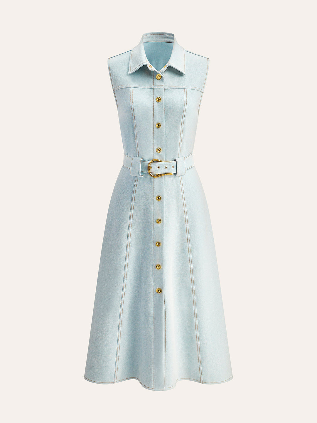 Robe en jean ceinturée à boutonnage avant