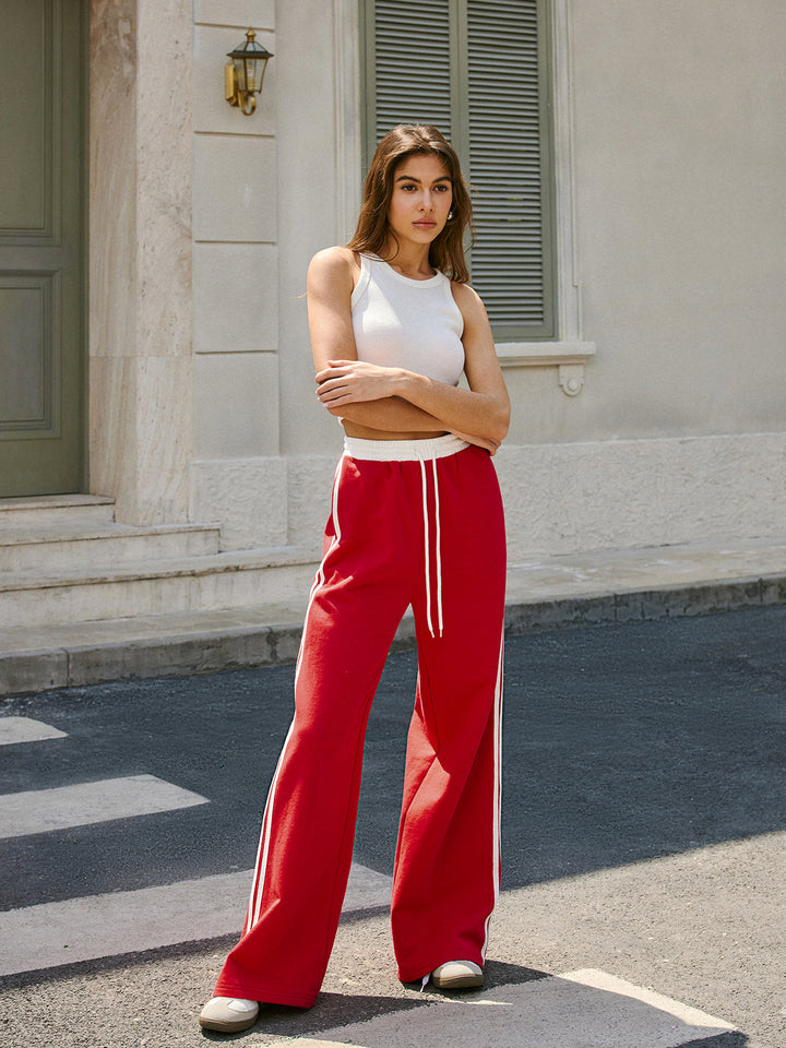 Pantalon de survêtement mi-taille à cordon avec bande latérale