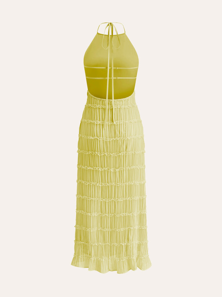 Robe à Bretelles avec Volants au Dos