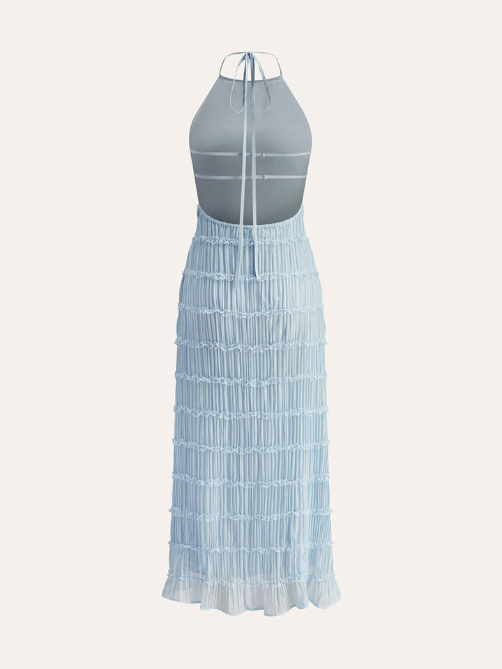 Robe à Bretelles avec Volants au Dos