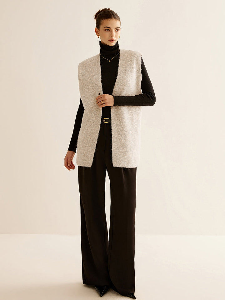 Gilet Sweater Sans Manches en Laine Mélangée