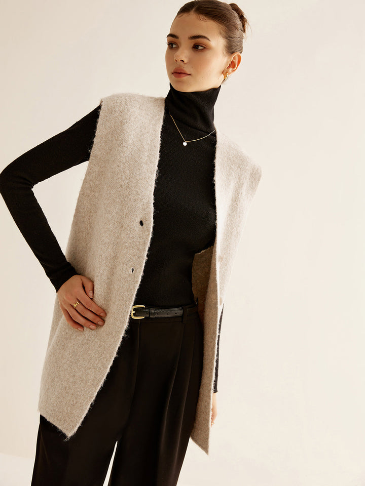 Gilet Sweater Sans Manches en Laine Mélangée