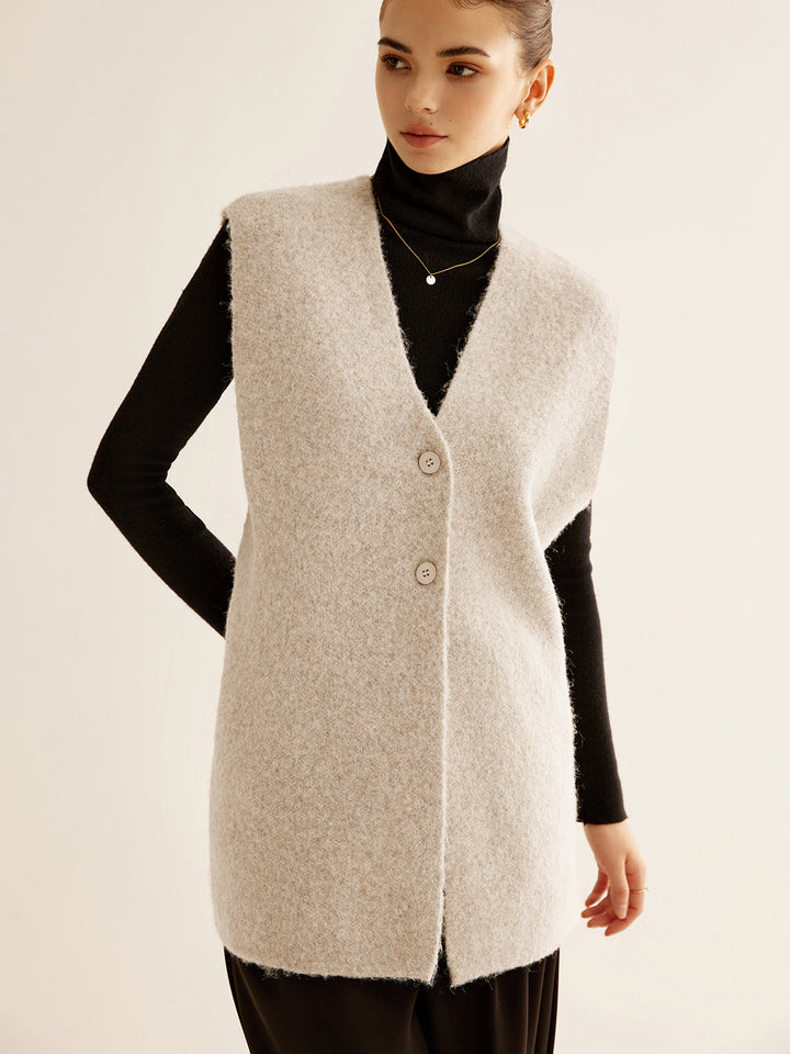 Gilet Sweater Sans Manches en Laine Mélangée