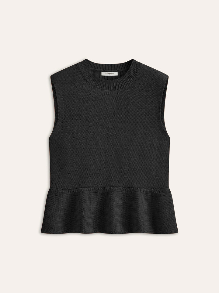 Gilet Pull sans Manches à Volants