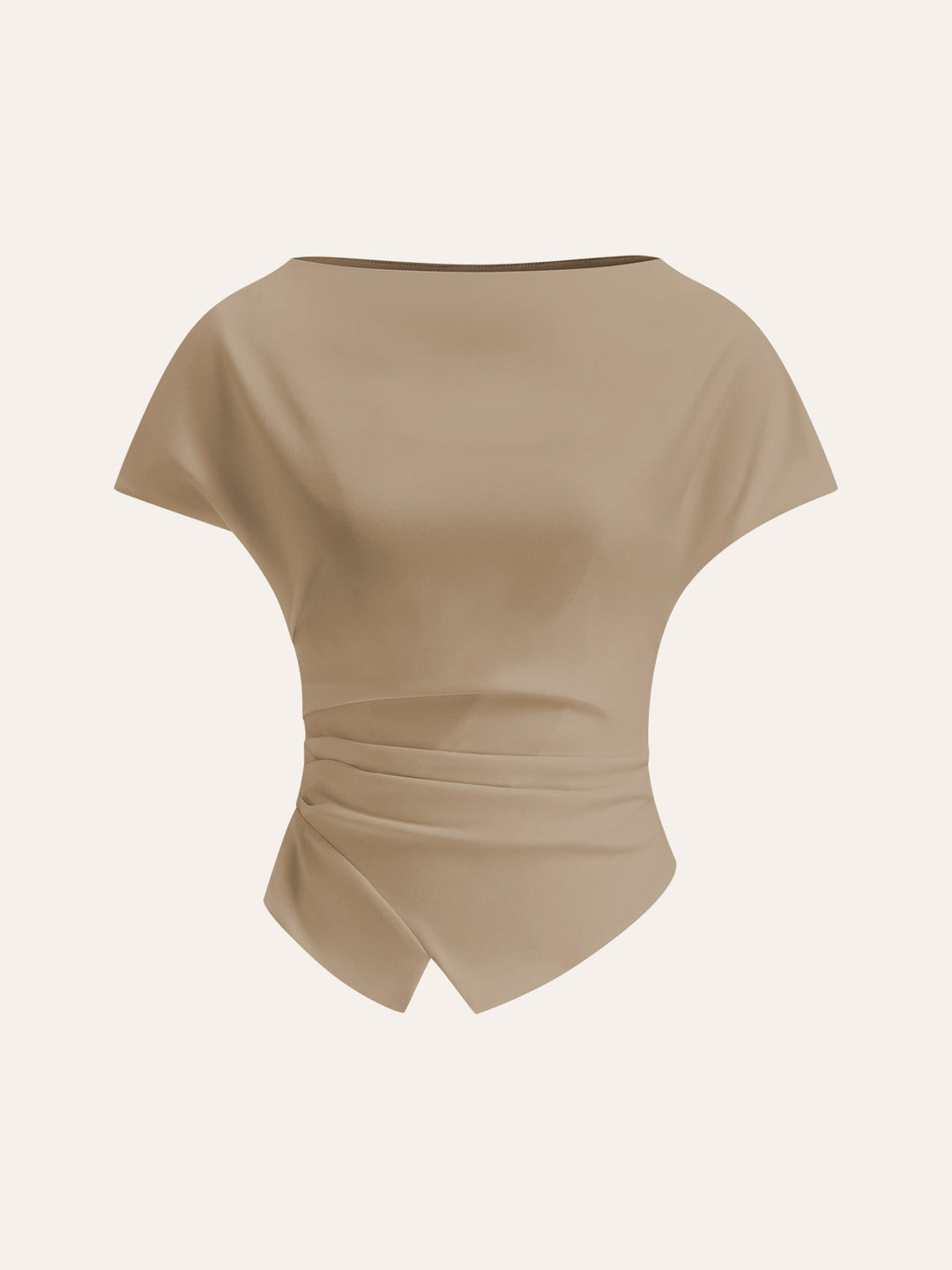 T-Shirt Ruché à Ourlet Asymétrique