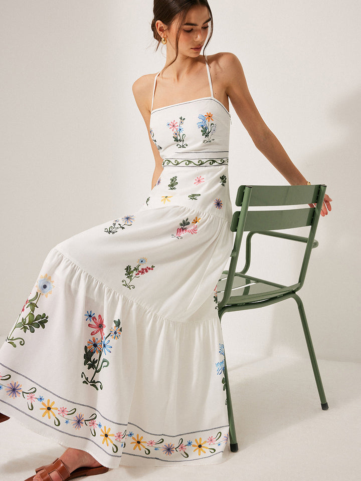 Robe Cami Bohème à Lacets au Dos