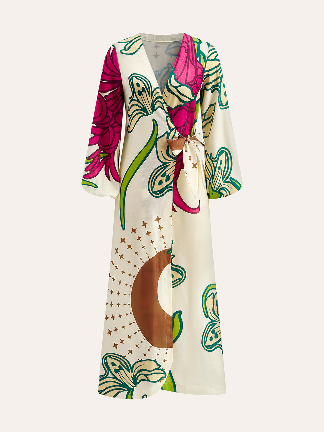 Robe portefeuille florale à taille nouée