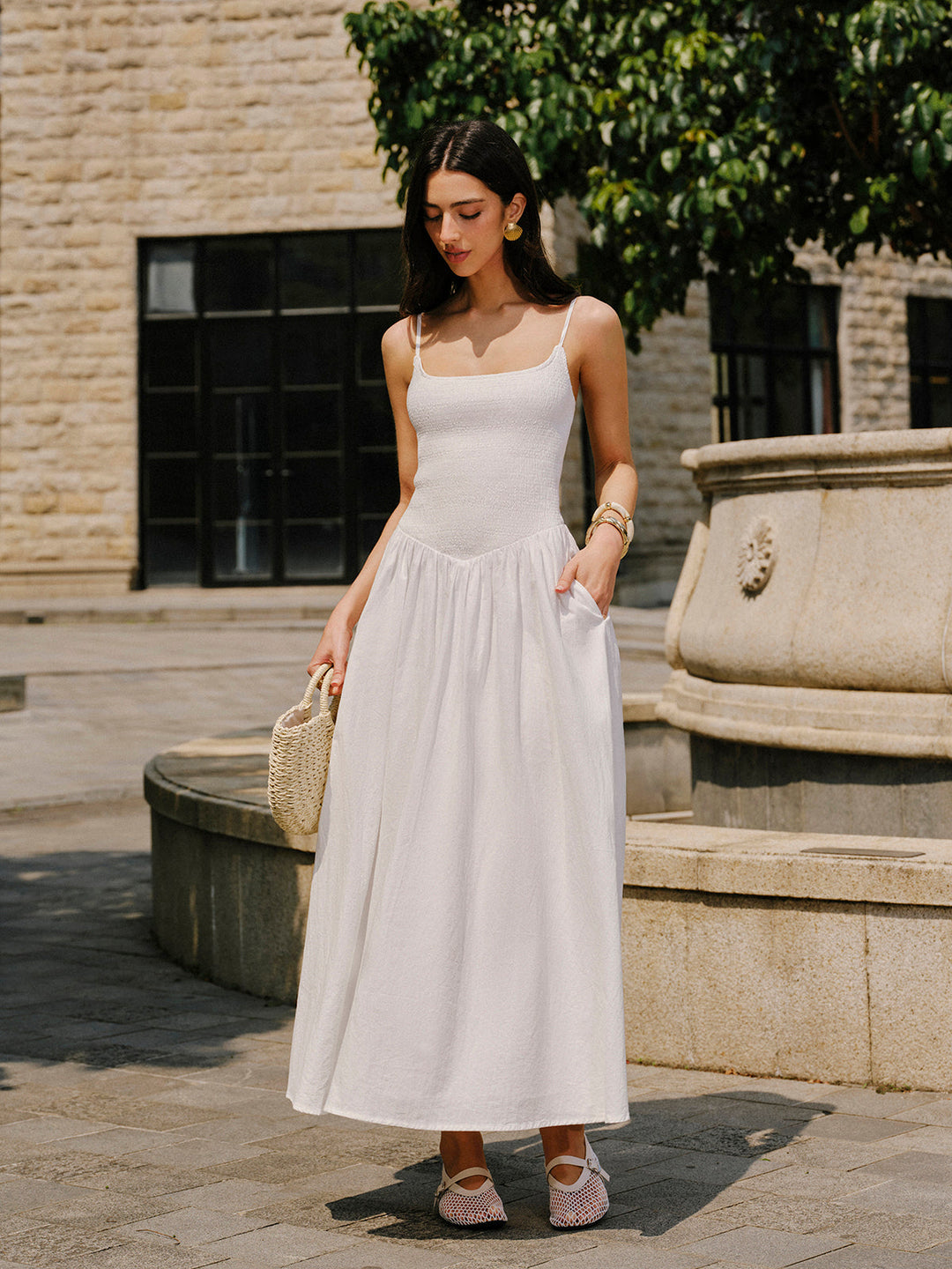 Robe-chemise en coton avec détail de poche