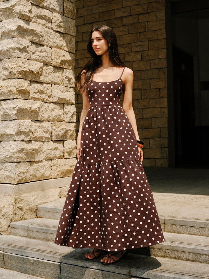 Robe à pois sans dos en coton