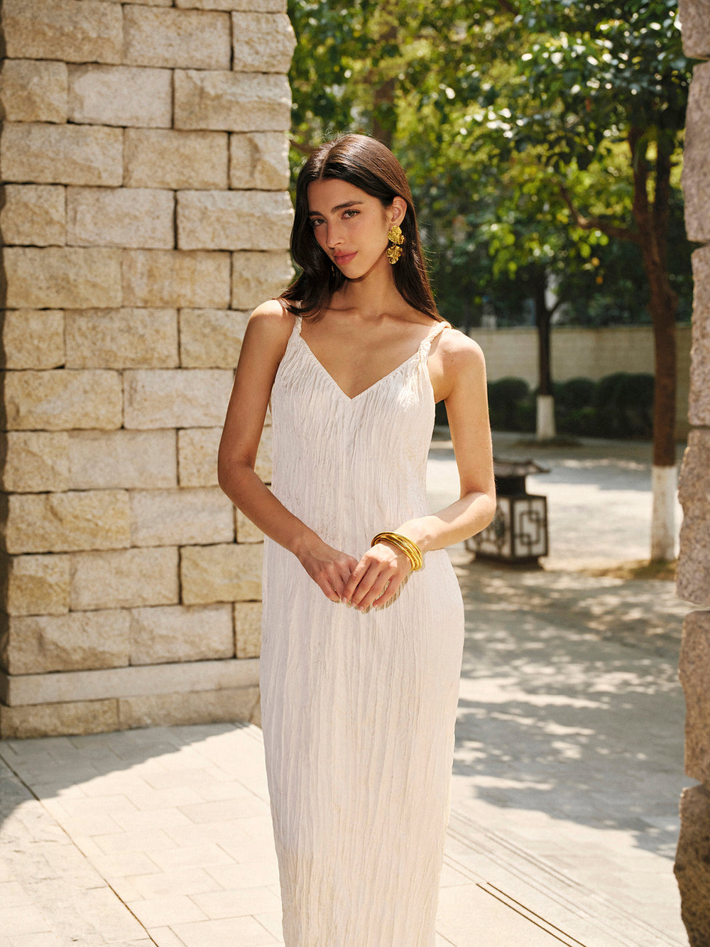 Robe Cami Satin Col V