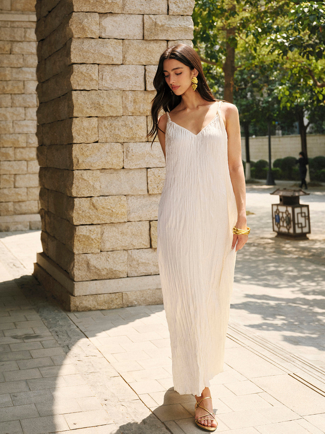 Robe Cami Satin Col V