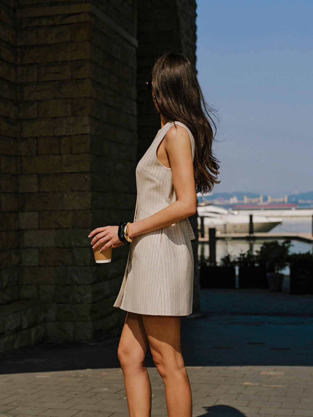 Robe Boutonnée en Mélange Lin Avec Poches