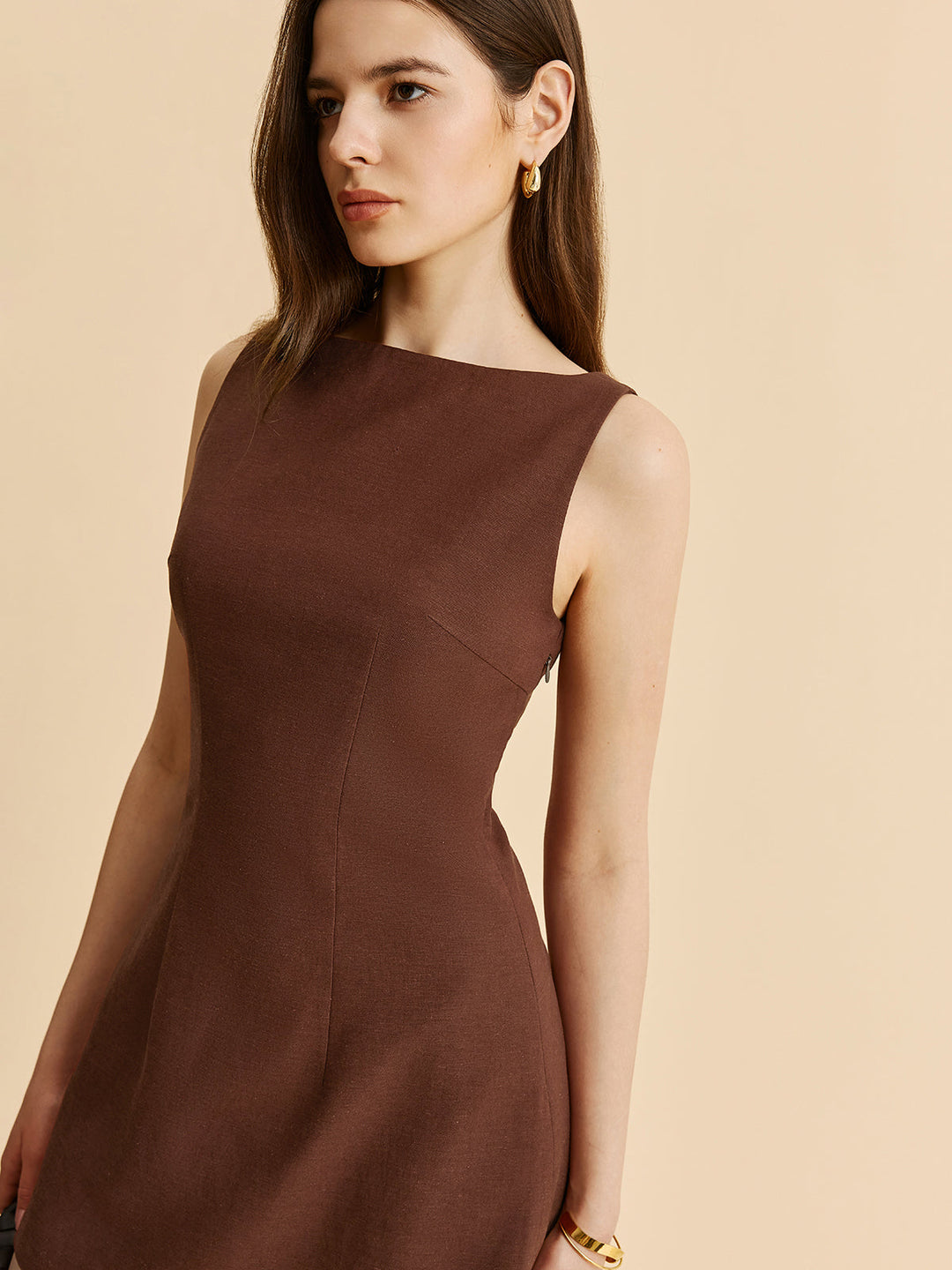 Robe Évasée Sans Manches à Dos Nu