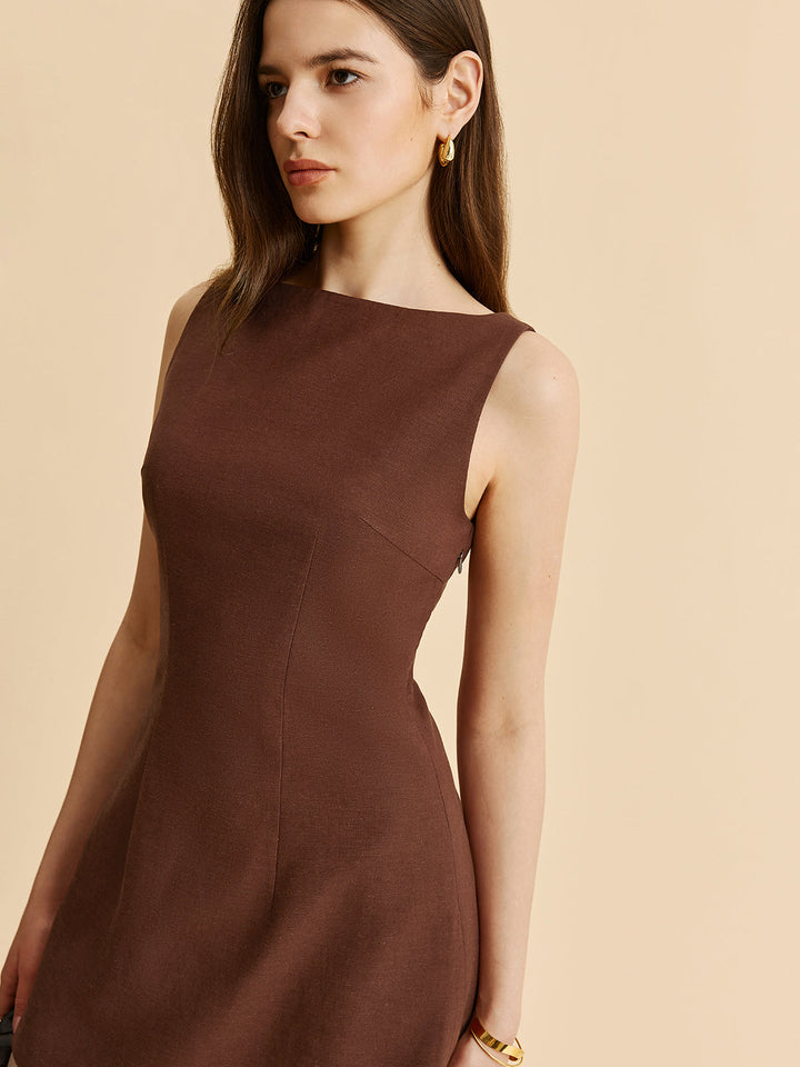 Robe Évasée Sans Manches à Dos Nu