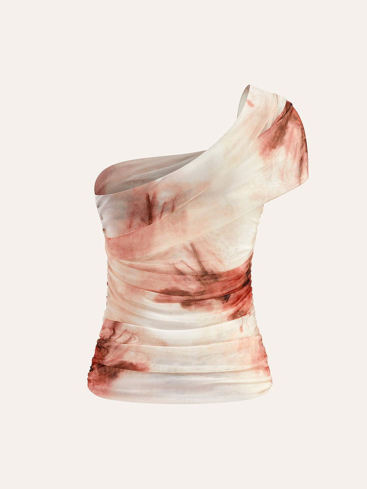Top Une Épaule Semi-Transparente