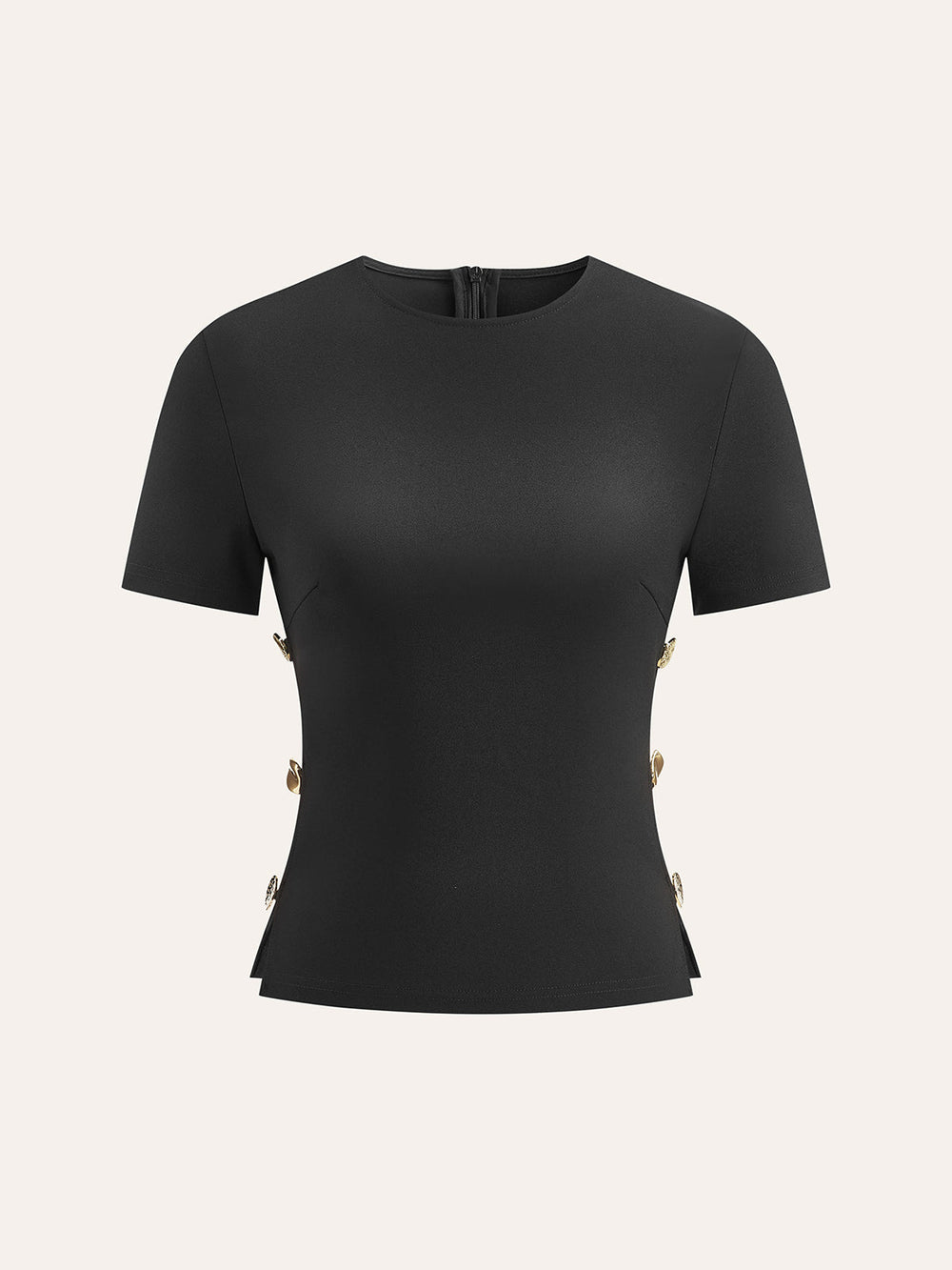 T-Shirt à fermeture éclair latérale découpée en métal