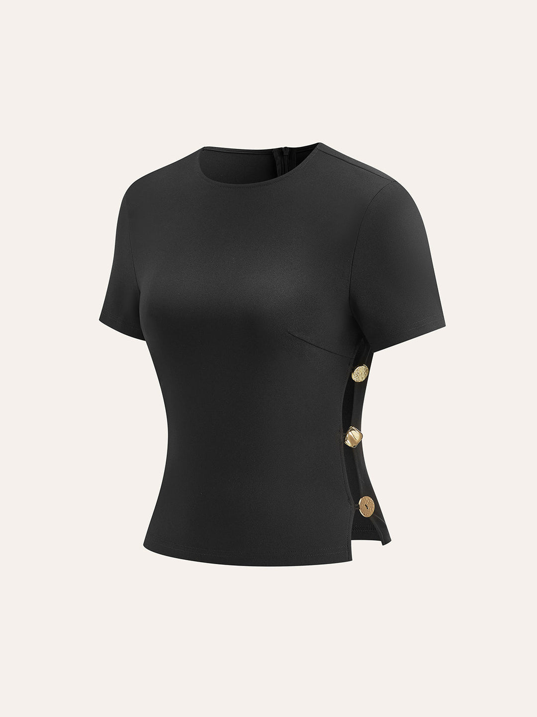 T-Shirt à fermeture éclair latérale découpée en métal