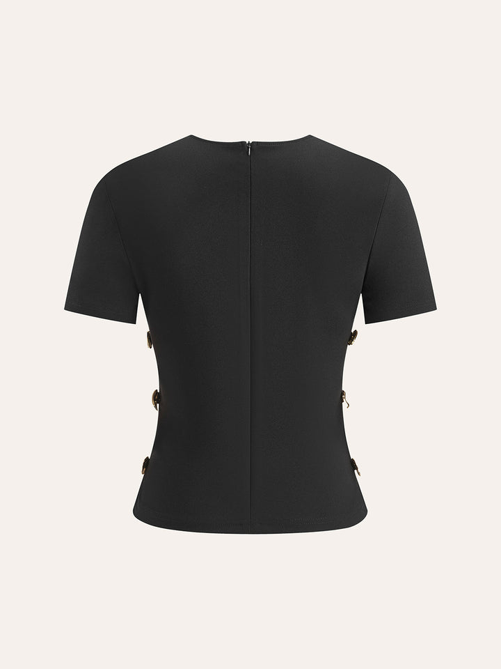 T-Shirt à fermeture éclair latérale découpée en métal