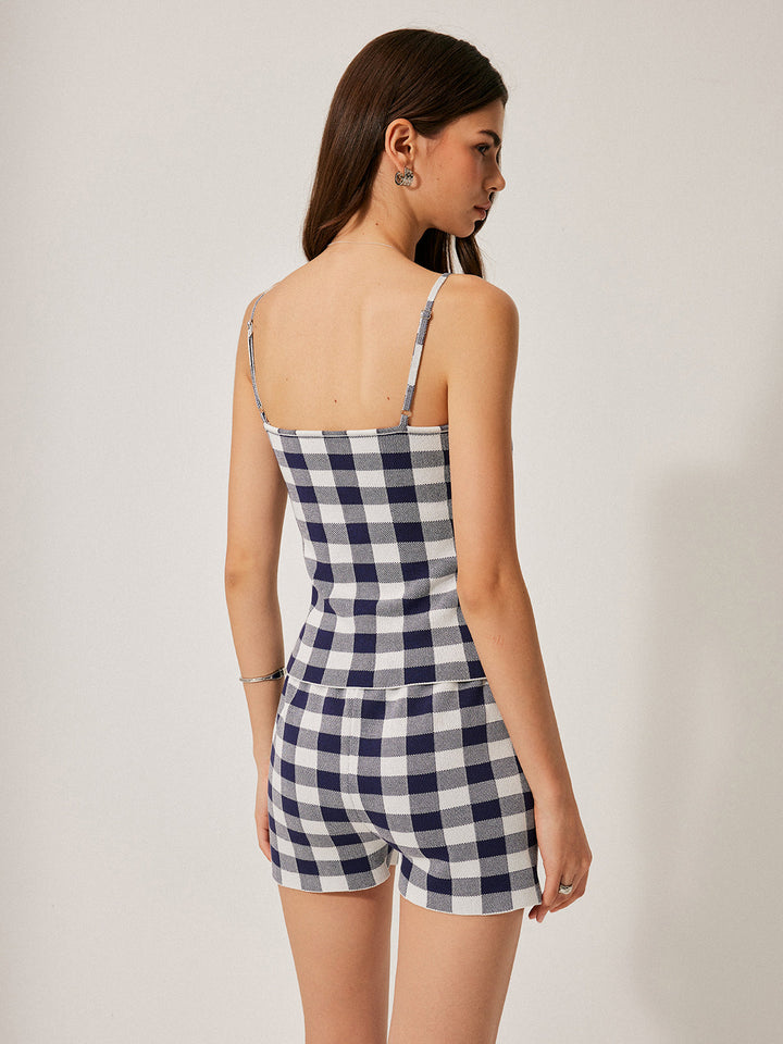 Ensemble Short en Maille à Carreaux
