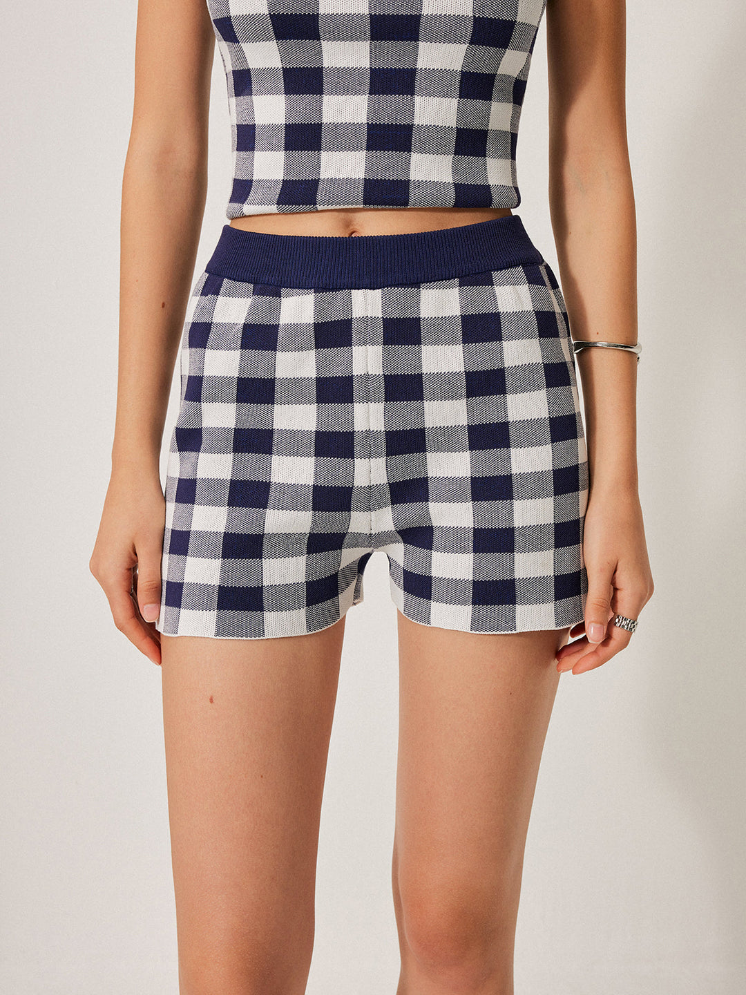 Ensemble Short en Maille à Carreaux