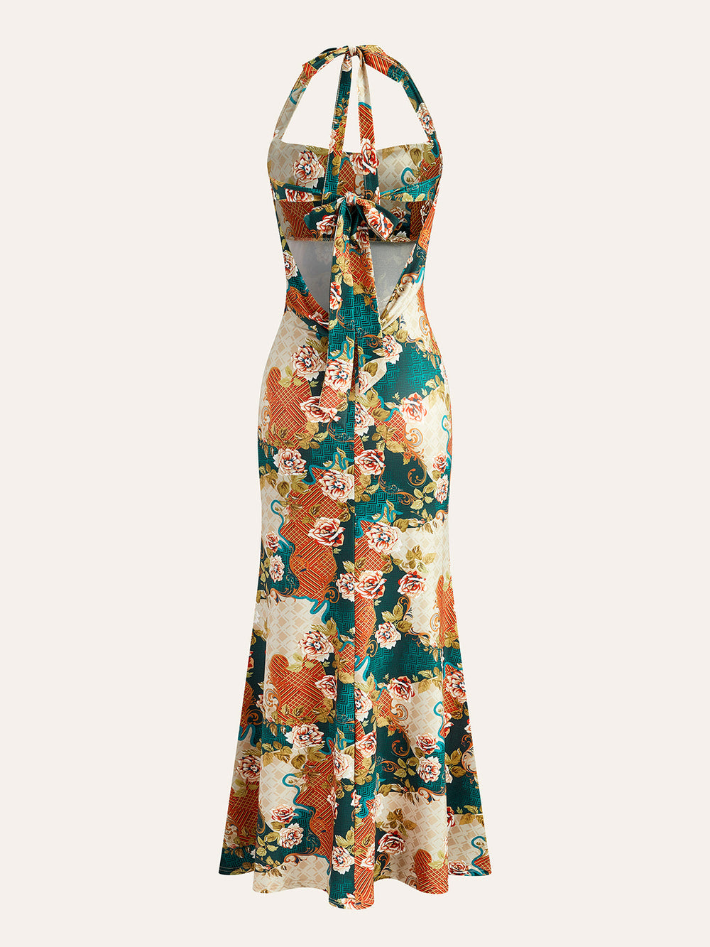 Robe Longue Fleurie à Nouettes au Dos